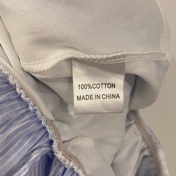 LF Seek The Label Blue & White Open-Shoulder Striped Romper - Picture 9 of 11